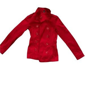 H&M Women's Red Double-Breasted Jacket size 2